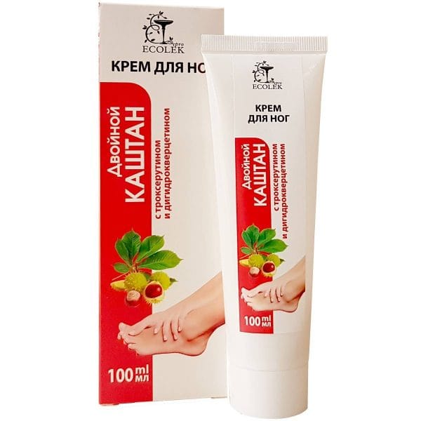 Kāju krēms Dubultais kastanis ar trokserutīnu un dihidrokvercetīnu 100ml